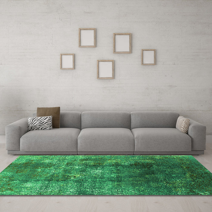 Machine Washable Persian Green Bohemian Area Rugs in a Living Room,, wshurb1389grn