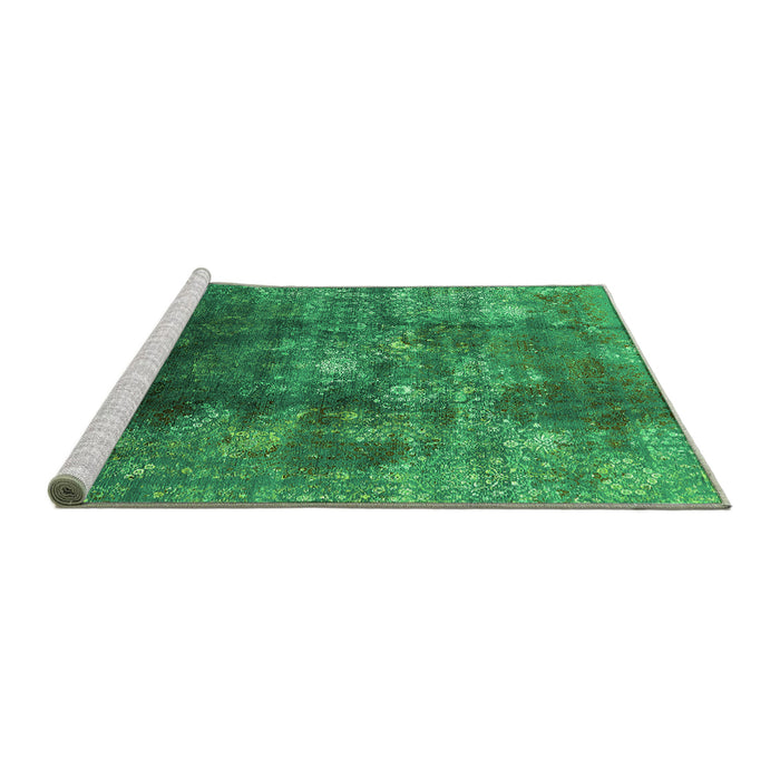 Sideview of Machine Washable Persian Green Bohemian Area Rugs, wshurb1389grn