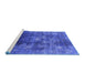 Sideview of Machine Washable Persian Blue Bohemian Rug, wshurb1389blu