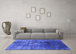 Machine Washable Persian Blue Bohemian Rug in a Living Room, wshurb1389blu