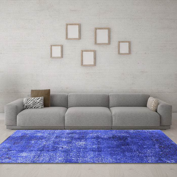 Machine Washable Persian Blue Bohemian Rug in a Living Room, wshurb1389blu