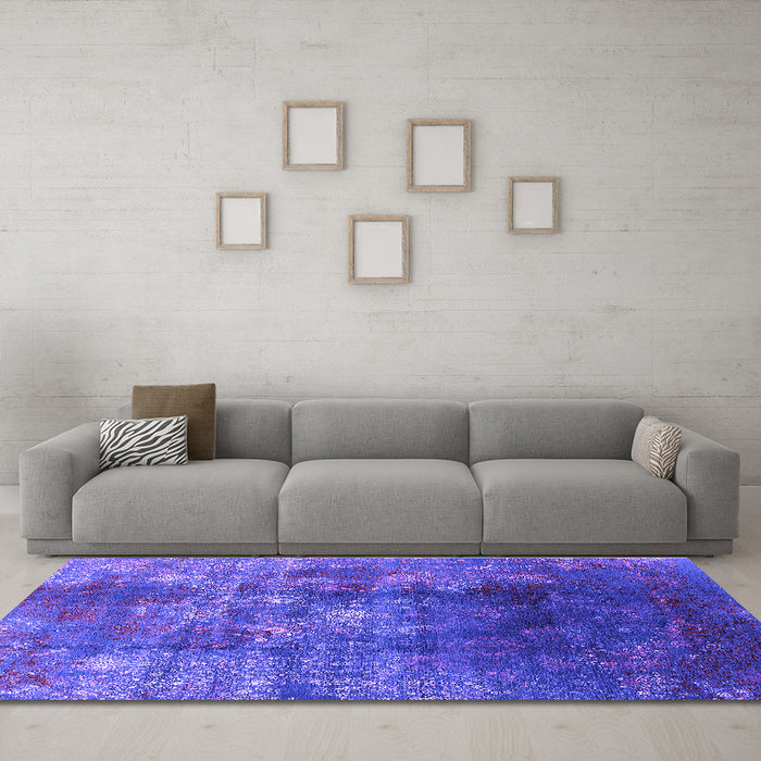Machine Washable Persian Purple Bohemian Area Rugs in a Living Room, wshurb1389pur