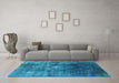 Machine Washable Persian Turquoise Bohemian Area Rugs in a Living Room,, wshurb1389turq