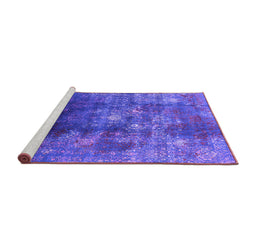 Sideview of Machine Washable Persian Purple Bohemian Area Rugs, wshurb1389pur