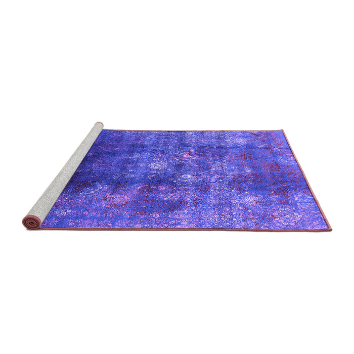 Sideview of Machine Washable Persian Purple Bohemian Area Rugs, wshurb1389pur