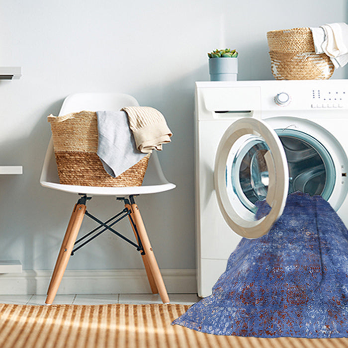 Machine Washable Industrial Modern Blue Rug in a Washing Machine, wshurb1389