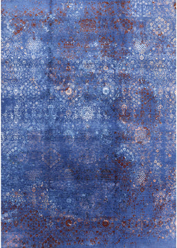 Mid-Century Modern Blue Persian Rug, urb1389