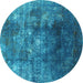 Round Persian Turquoise Bohemian Rug, urb1389turq