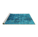 Sideview of Machine Washable Persian Turquoise Bohemian Area Rugs, wshurb1389turq