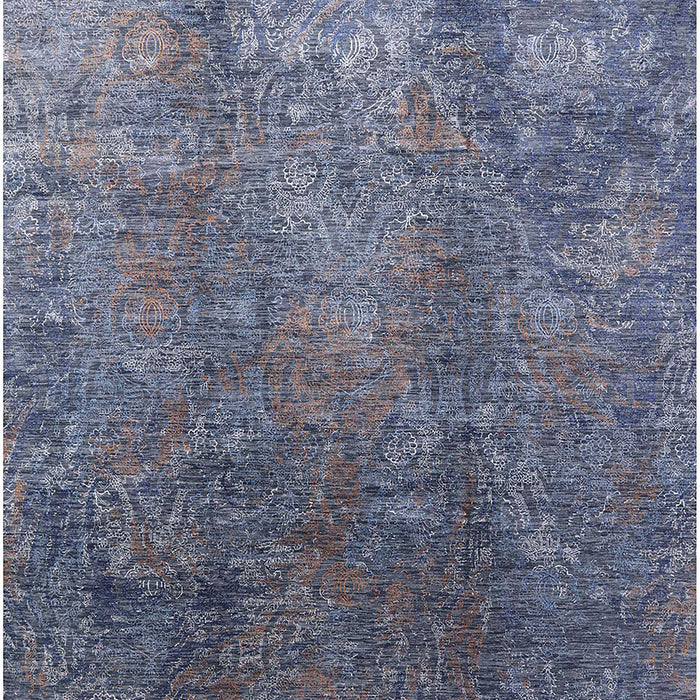 Mid-Century Modern Purple Navy Blue Oriental Rug, urb1390