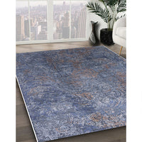 Mid-Century Modern Purple Navy Blue Oriental Rug, urb1390