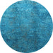 Round Oriental Light Blue Industrial Rug, urb1390lblu