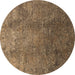 Round Oriental Brown Industrial Rug, urb1390brn