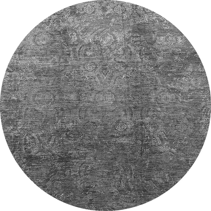 Round Oriental Gray Industrial Rug, urb1390gry