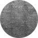 Round Oriental Gray Industrial Rug, urb1390gry