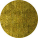 Round Oriental Yellow Industrial Rug, urb1390yw