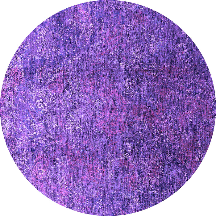 Round Machine Washable Oriental Purple Industrial Area Rugs, wshurb1390pur