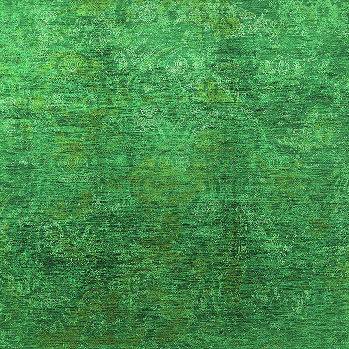 Square Machine Washable Oriental Green Industrial Area Rugs, wshurb1390grn