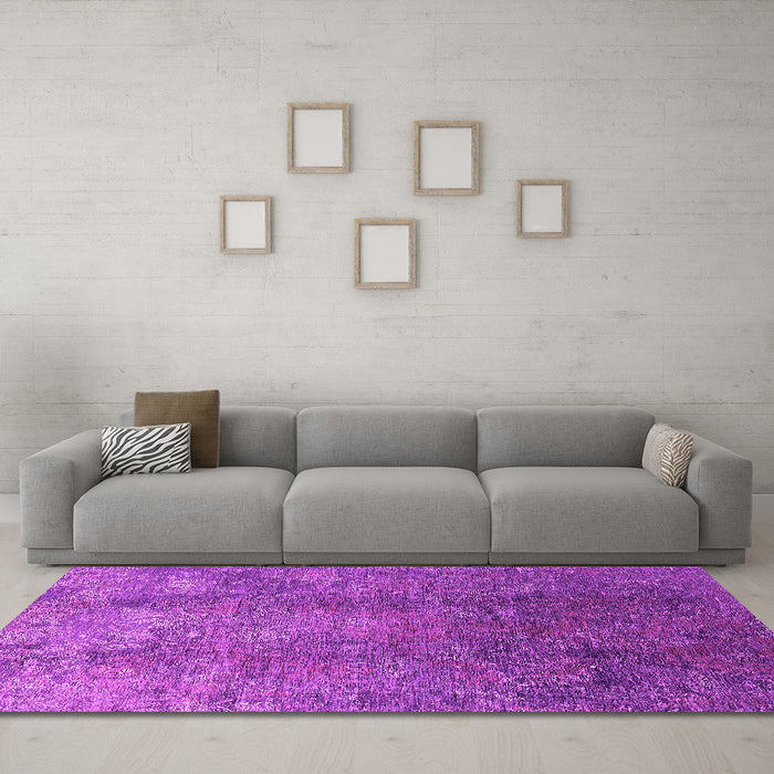 Machine Washable Oriental Pink Industrial Rug in a Living Room, wshurb1390pnk