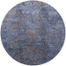 Round Mid-Century Modern Purple Navy Blue Oriental Rug, urb1390