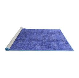 Sideview of Machine Washable Oriental Blue Industrial Rug, wshurb1390blu