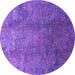 Round Oriental Purple Industrial Rug, urb1390pur