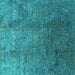 Square Machine Washable Oriental Turquoise Industrial Area Rugs, wshurb1390turq