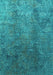 Machine Washable Oriental Turquoise Industrial Area Rugs, wshurb1390turq