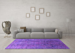 Machine Washable Oriental Purple Industrial Area Rugs in a Living Room, wshurb1390pur