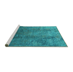 Sideview of Machine Washable Oriental Turquoise Industrial Area Rugs, wshurb1390turq