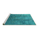 Sideview of Machine Washable Oriental Turquoise Industrial Area Rugs, wshurb1390turq