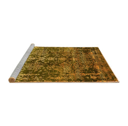 Sideview of Machine Washable Oriental Yellow Industrial Rug, wshurb1391yw