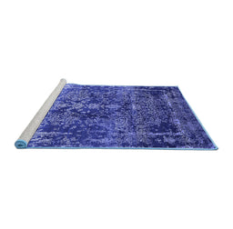 Sideview of Machine Washable Oriental Blue Industrial Rug, wshurb1391blu
