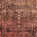 Square Machine Washable Oriental Orange Industrial Area Rugs, wshurb1391org