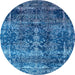 Round Oriental Light Blue Industrial Rug, urb1391lblu