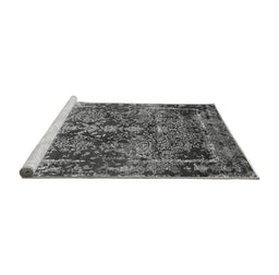Sideview of Machine Washable Oriental Gray Industrial Rug, wshurb1391gry