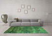Machine Washable Oriental Green Industrial Area Rugs in a Living Room,, wshurb1391grn