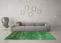 Machine Washable Oriental Green Industrial Rug, wshurb1391grn