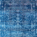 Square Machine Washable Oriental Light Blue Industrial Rug, wshurb1391lblu