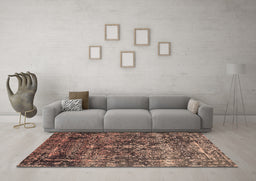 Machine Washable Oriental Brown Industrial Rug in a Living Room,, wshurb1391brn