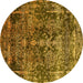 Round Oriental Yellow Industrial Rug, urb1391yw