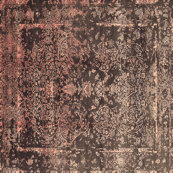 Square Oriental Brown Industrial Rug, urb1391brn