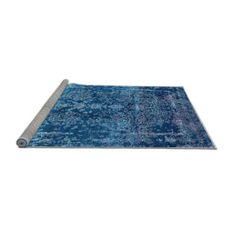 Sideview of Machine Washable Oriental Light Blue Industrial Rug, wshurb1391lblu