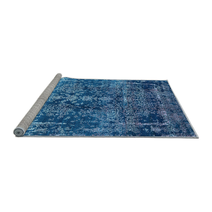 Sideview of Machine Washable Oriental Light Blue Industrial Rug, wshurb1391lblu