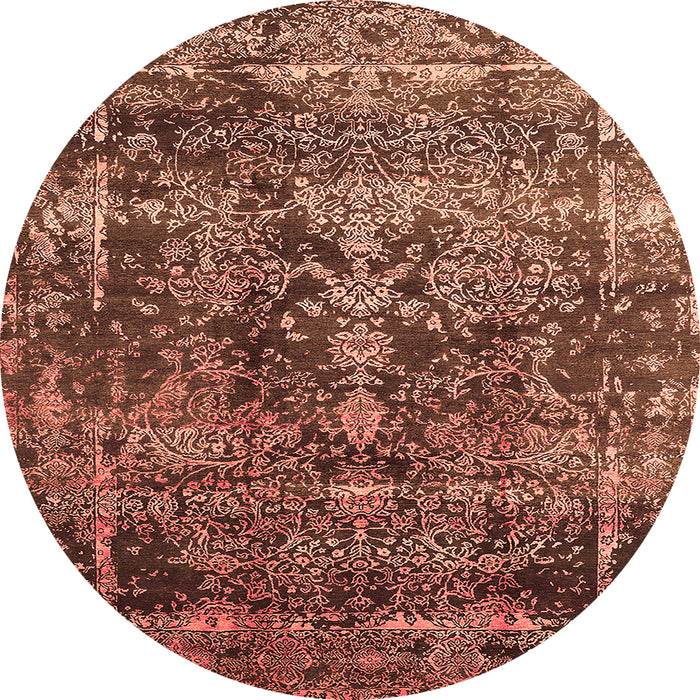 Round Oriental Orange Industrial Rug, urb1391org