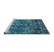 Sideview of Machine Washable Oriental Turquoise Industrial Area Rugs, wshurb1391turq