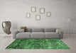 Machine Washable Oriental Emerald Green Industrial Area Rugs in a Living Room,, wshurb1391emgrn