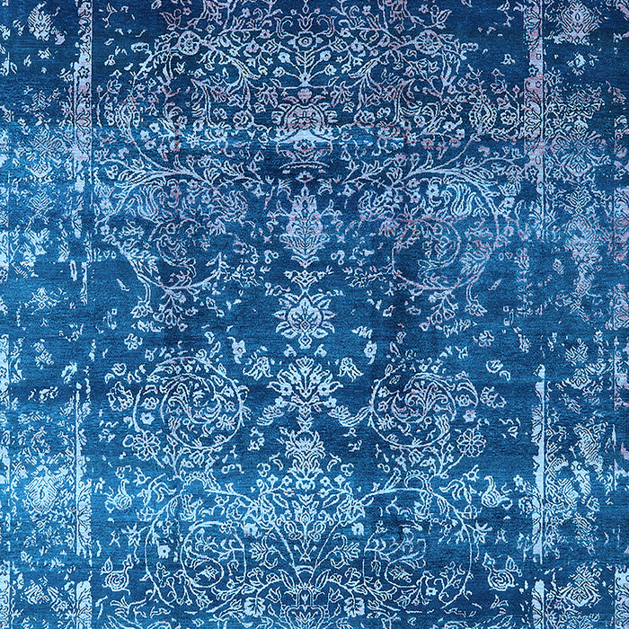 Machine Washable Oriental Light Blue Industrial Rug, wshurb1391lblu