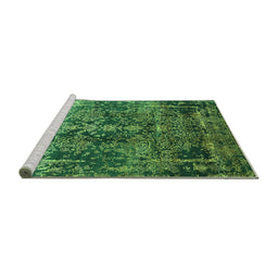 Sideview of Machine Washable Oriental Green Industrial Area Rugs, wshurb1391grn