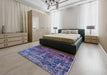 Machine Washable Industrial Modern Blue Rug in a Bedroom, wshurb1391